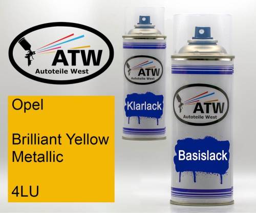 Opel, Brilliant Yellow Metallic, 4LU: 400ml Sprühdose + 400ml Klarlack - Set, von ATW Autoteile West.